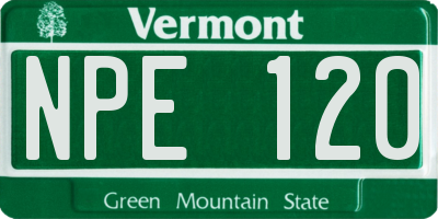 VT license plate NPE120