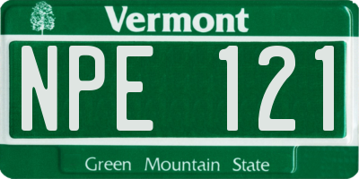VT license plate NPE121