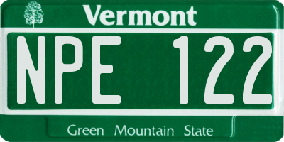 VT license plate NPE122