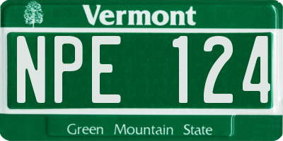 VT license plate NPE124