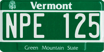VT license plate NPE125