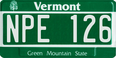 VT license plate NPE126