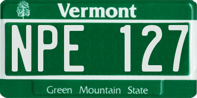 VT license plate NPE127