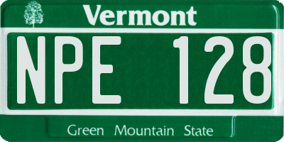 VT license plate NPE128