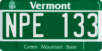 VT license plate NPE133