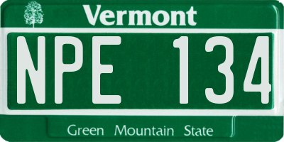 VT license plate NPE134