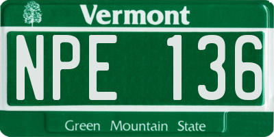 VT license plate NPE136