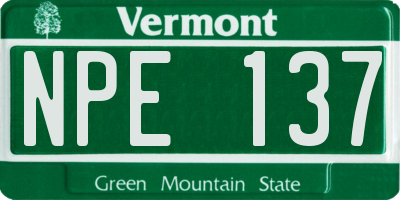 VT license plate NPE137