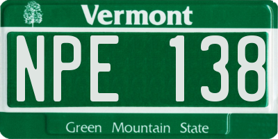 VT license plate NPE138