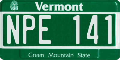 VT license plate NPE141