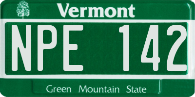 VT license plate NPE142
