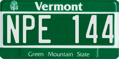 VT license plate NPE144