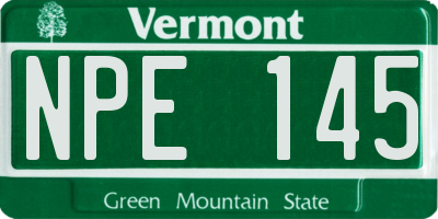 VT license plate NPE145