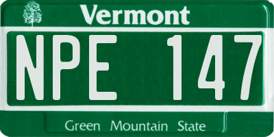 VT license plate NPE147