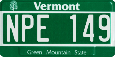 VT license plate NPE149