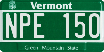 VT license plate NPE150