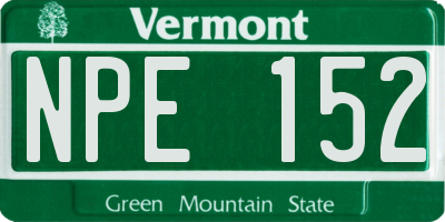 VT license plate NPE152