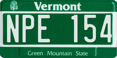 VT license plate NPE154