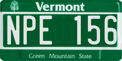 VT license plate NPE156