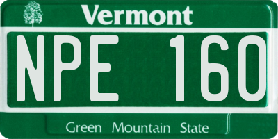 VT license plate NPE160