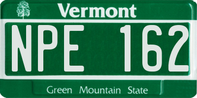 VT license plate NPE162