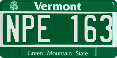 VT license plate NPE163