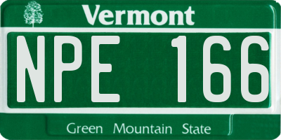 VT license plate NPE166