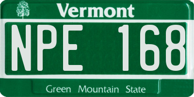 VT license plate NPE168
