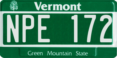 VT license plate NPE172