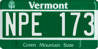 VT license plate NPE173