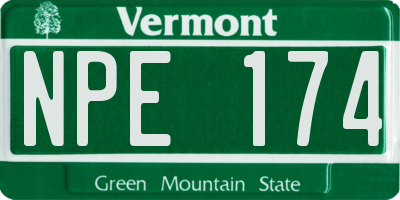VT license plate NPE174