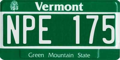 VT license plate NPE175
