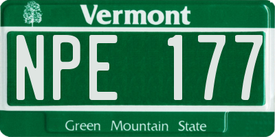 VT license plate NPE177
