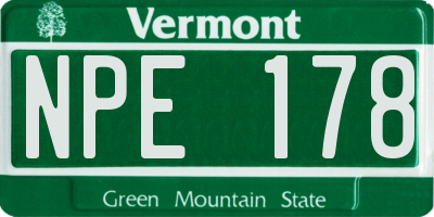 VT license plate NPE178