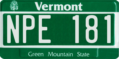 VT license plate NPE181