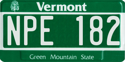 VT license plate NPE182