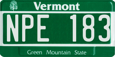 VT license plate NPE183