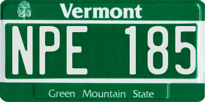VT license plate NPE185