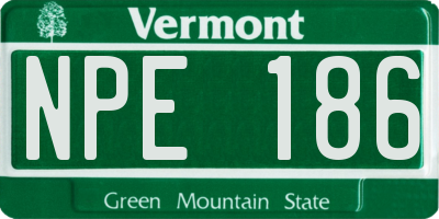 VT license plate NPE186
