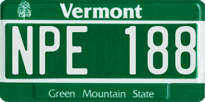 VT license plate NPE188