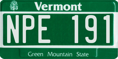 VT license plate NPE191
