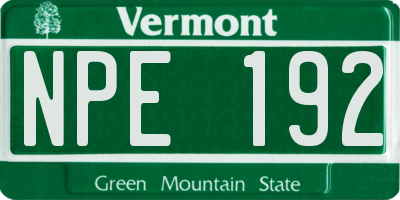 VT license plate NPE192