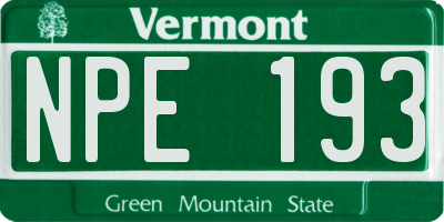 VT license plate NPE193
