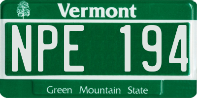 VT license plate NPE194