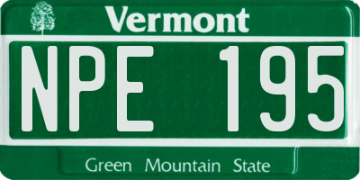 VT license plate NPE195
