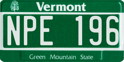 VT license plate NPE196