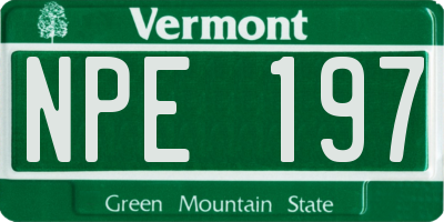 VT license plate NPE197