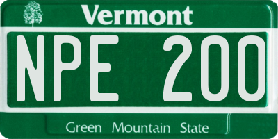 VT license plate NPE200