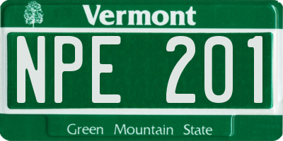 VT license plate NPE201
