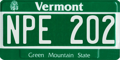 VT license plate NPE202